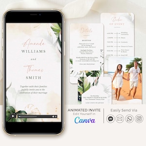Palma Tropical Wedding Invitation Video Template, Video Wedding Invitation Palm Tree, Beach Wedding Video Invitation Template, Evite Wedding