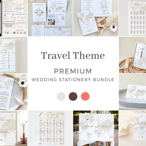 SOFIA Destination Wedding Invitation Bundle Template, Passport Wedding Invitations and Boarding Pass, Travel Theme Wedding Stationery Suite
