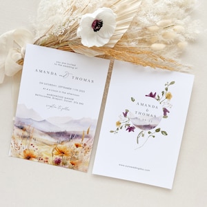 ARNA Spring Wedding Invitation Template, Wildflower Wedding Invitation Template, Mountain Wedding Invitation, Floral Wedding Invitation