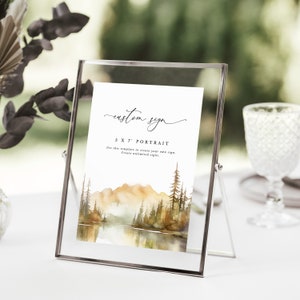 ARNA Mountain Wedding Sign Template, Printable Wedding Signs, Custom Wedding Sign, Forest Wedding Table Signage, Fall Wedding Table Signs