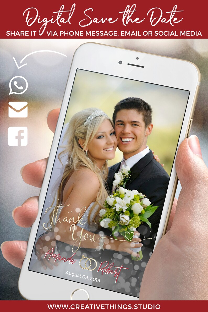 Electronic Wedding Thank You Notes Edit with Corjl Electronic Etsy