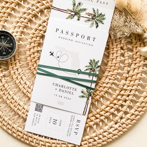 Destination Wedding Invitation Suite Template, Tropical Wedding Invitation Suite, Palm Tree Wedding Invitation, Beach Wedding Invitation Set image 2