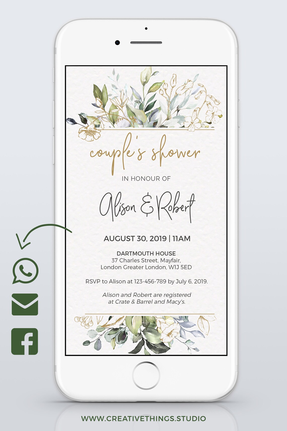 Wedding Shower Invitations E invitations Rustic Couples Etsy