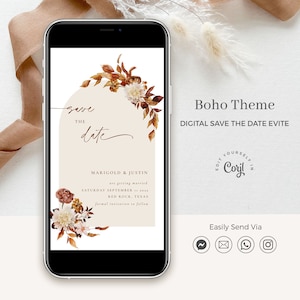 MARIGOLD Fall Save the Date Template Electronic, Arch Save the Date Template Boho, Digital Save the Date Boho, Terracotta Save the Date Card