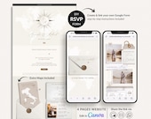 Passport Wedding Website Canva Template, Destination Wedding Website Template with Envelope, Travel Wedding Website with Rsvp Tracker