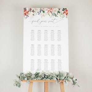 Natalia Christmas Wedding Seating Chart Template, Christmas Seating Plan, Seating Chart Template Winter Wedding, Printable Seating Chart