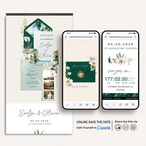 Tropical Save the Date Digital Download, Wedding Website Canva Save the Date Beach Wedding, Destination Wedding Save the Date Website