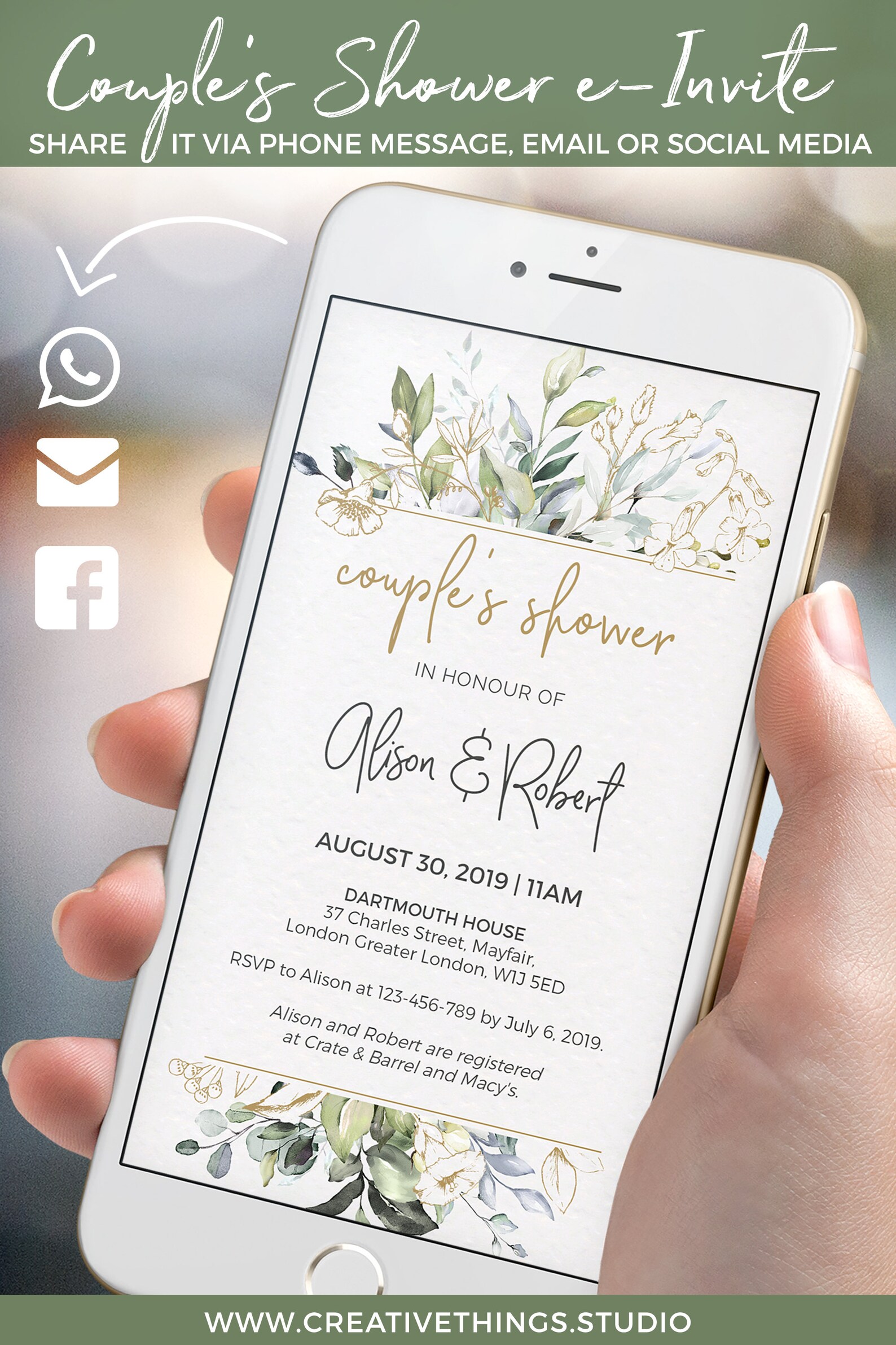 Wedding Shower Invitations E invitations Rustic Couples Etsy