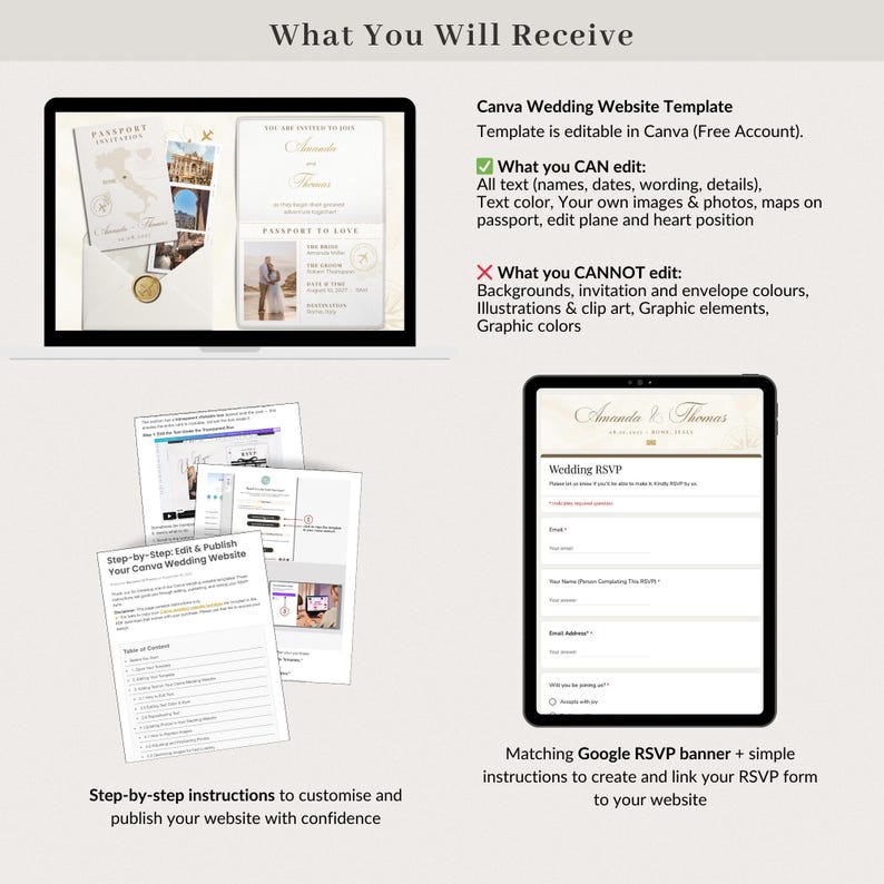 Canva Wedding Website Template for Destination Wedding, Destination Wedding Website with Rsvp Trackable, Rsvp Wedding Website image 7