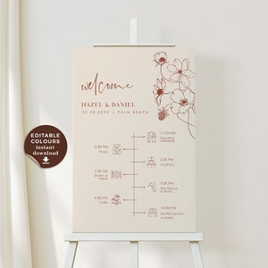 HAZEL Wedding Order of The Day Sign, Terracotta Wedding Sign Template boho, Wedding Day Timeline Sign, Wedding Order of Events Sign