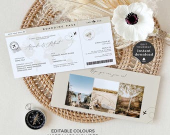 Sofia | Boarding Pass Wedding Invitation Template, Boarding Pass Template, Destination Wedding Invitation, Boarding Pass Invitation Template