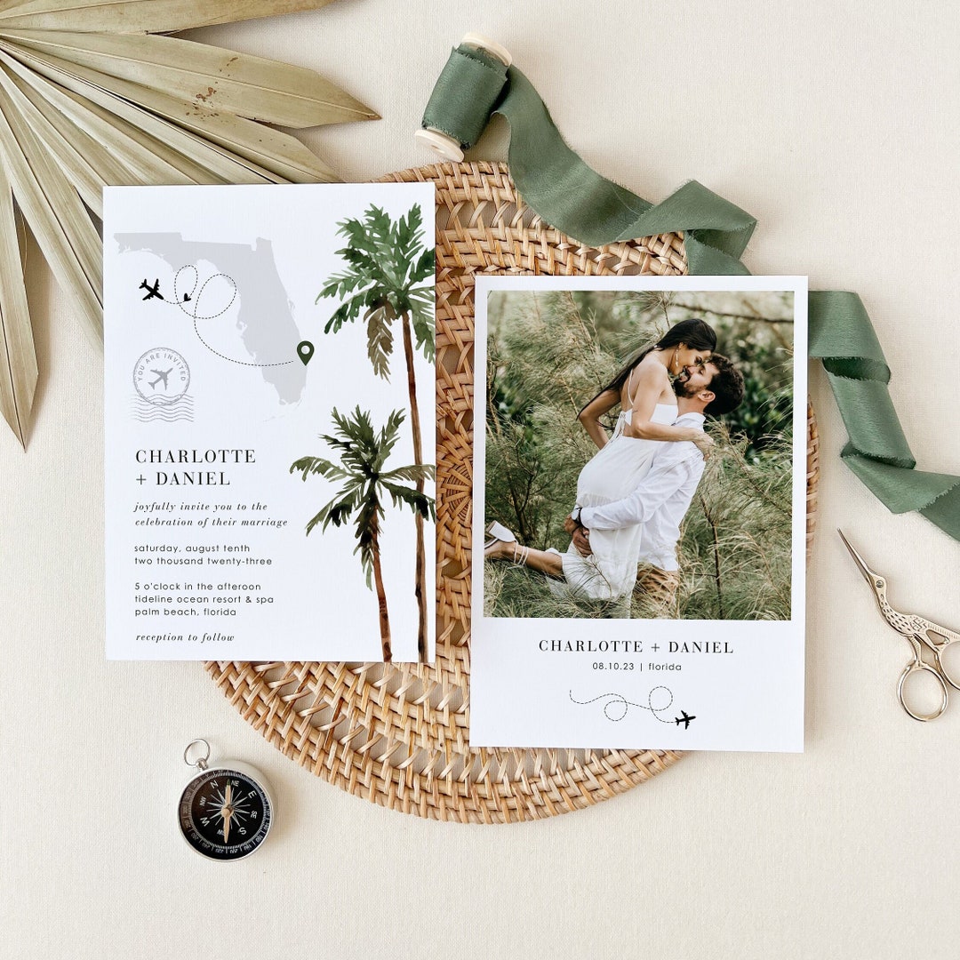 Destination Wedding Invitation Template, Tropical Wedding Invitation Destination Wedding Invitation Template, Tropical Wedding Invitation