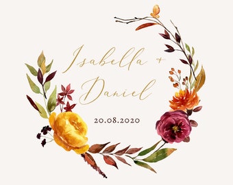Ambra | fall wedding logo design, custom logo design, autumn wedding premade logo, wedding monogram, signature logo, wedding logo