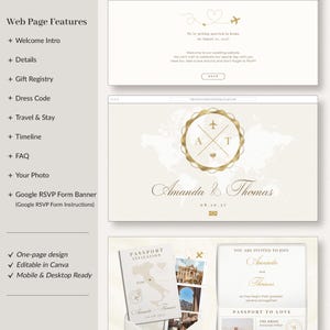 Canva Wedding Website Template for Destination Wedding, Destination Wedding Website with Rsvp Trackable, Rsvp Wedding Website image 2