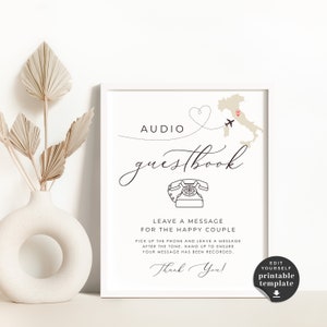 Sofia | Audio Guest Book Sign Printable, Sign For Party, Audio Guest Book Wedding Sign, Wedding Guest Book Sign, Wedding Sign Template