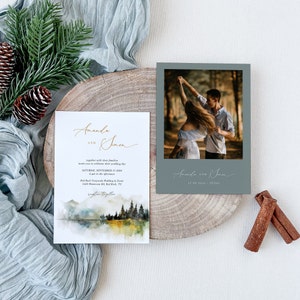 ARNA Winter Wedding Invitation Template, Mountain Wedding Invitation Template, Forest Wedding Invitation, Woodland Wedding Invitation
