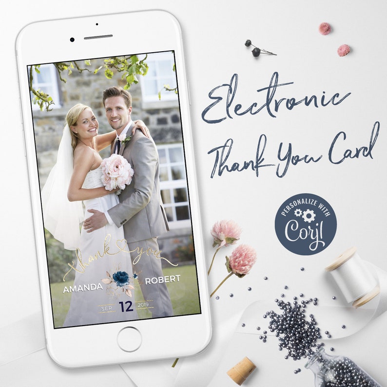 Electronic Wedding Thank You Notes Edit with Corjl Electronic Etsy