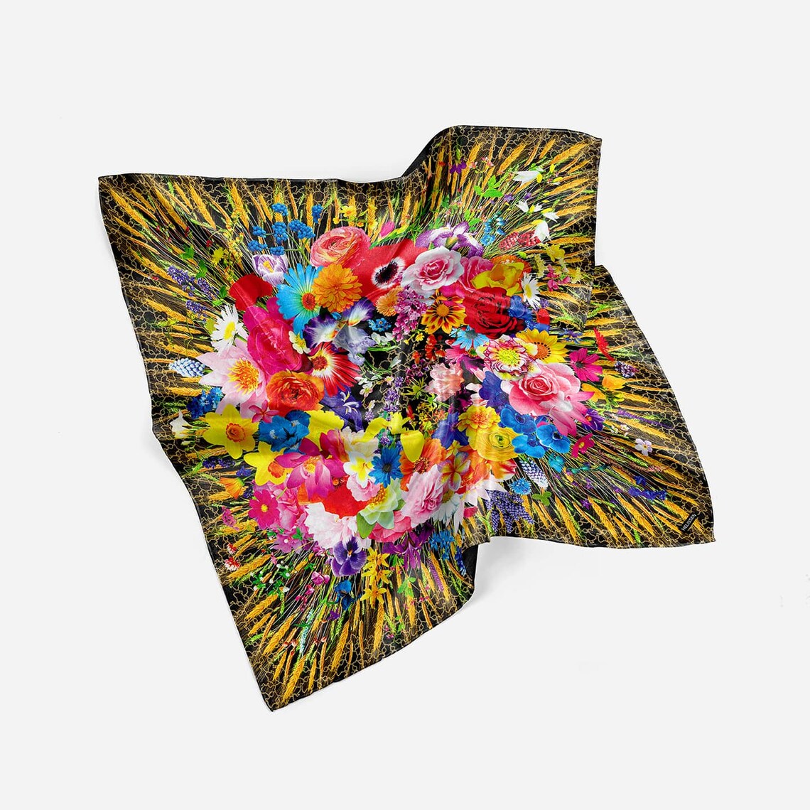 Silk head scarf European head scarf Floral head scarf | Etsy