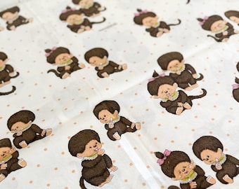 Vintage Retro Kinder Bettwäsche Monchhichi | Original 1970er Jahre | Bett und Kissenbezug Kinderzimmer