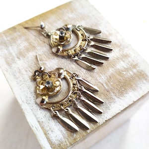 Ethnic Chandelier Dangle Earrings: Tribal 80s Style