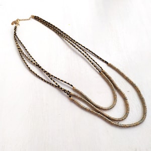 Steampunk necklaces for women. Brutalist chain Necklace. Multistrand necklace