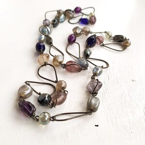 Vintage 40-Inch Glass Bead Necklace: Colorful Boho Flapper Style