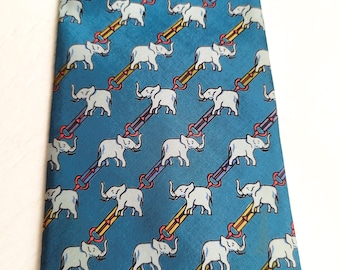 Vintage olifant stropdas. Vintage marineblauwe stropdas. Vintage herenaccessoire.