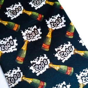 Vintage Novelty Champagne Tie: Y2K Santa Christmas Party Necktie