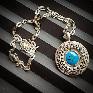 Vintage Filigree Enamel Pendant: Blue Medallion Talisman