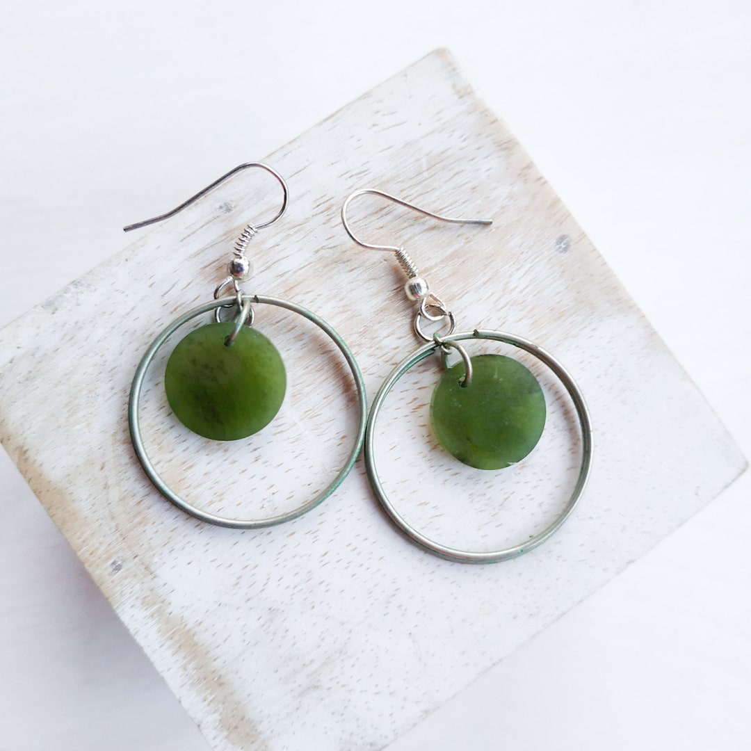 Jade Green Vintage Glass Earrings main image 0