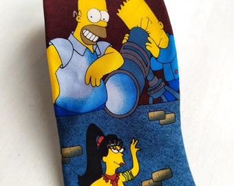 La cravate des Simpsons. Cravate de dessin animé. accessoire homme vintage des années 90. Cravates fantaisie.