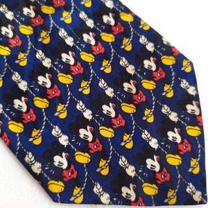 Vintage Mickey Mouse necktie, 1990s Disney novelty tie, collectible groomsmen wedding tie, blue cartoon statement men’s accessory