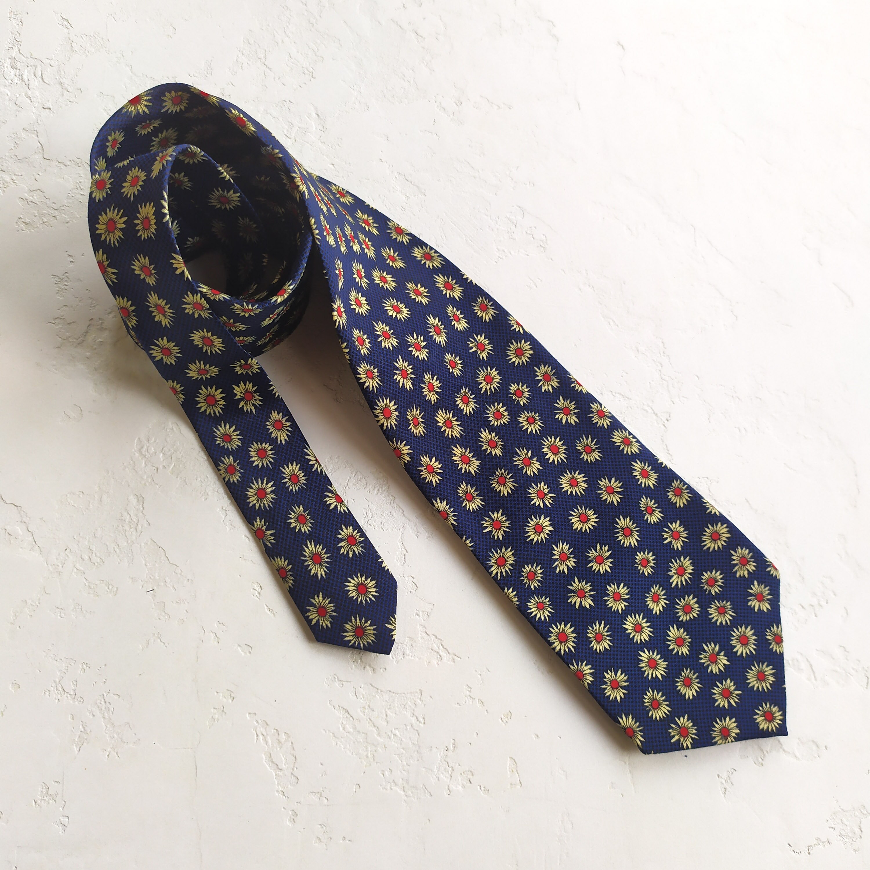 Men's Fashion Necktie. Daisy tie. Navy Blue ties. Vintage Etsy