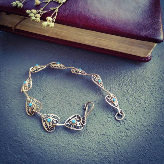 Filigree heart bracelet. Vintage Sterling silver … - image 9