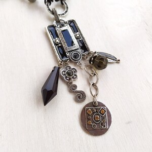 Geometric Enamel Square Pendant Necklace: Art Deco Vintage Style