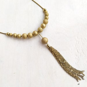 collier vintage en Y avec perles en or, tour de cou lariat avec noyau de régence, signé Bijoux Terner, collier délicat à pampilles, bijoux élégants des années 1980