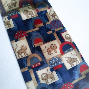 Vintage Geometric Lion Silk Tie - Marks & Spencer