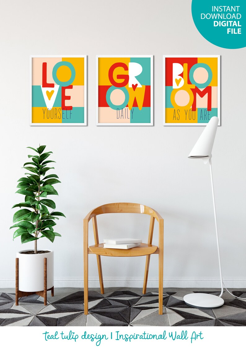 Printable Wall Art Set of 3 Prints Mental Health Coach Office | Etsy