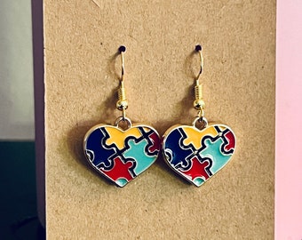 Autism ASD awareness dangle earrings