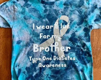 I wear blue for my brother - type one diabetes awareness ADULT custom T-Shirt