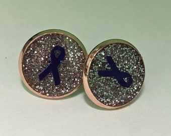 Epilepsy awareness ribbon stud earrings