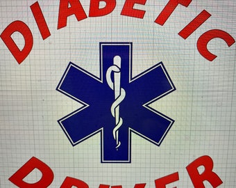 Diabetic Driver Diabetes Awareness Medical Alert Decal Window Sticker