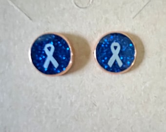 Type 1 Diabetes awareness ribbon stud earrings