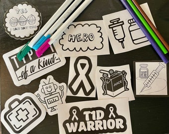 Color your own type 1 diabetes stickers!