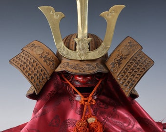 Antigo capacete samurai japonês vintage -Kusunoki Masashige Kabuto- tamanho médio