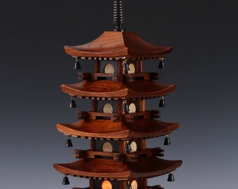 Vintage Japanese Wooden Five-Story Pagoda Lamp – Japanese Temple Light Decor