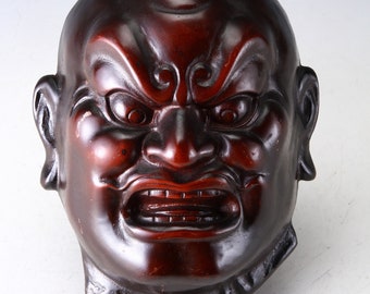 Vintage Japanese Iron Buddhism Mask -Nio- Buddhism Mask Plaque