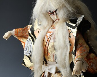 日本の古いヴィンテージ大型歌舞伎人形 -鏡獅子- 白獅子 57 cm - Etsy 日本