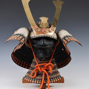 Japanese Old Vintage Samurai Wearable Kabuto Helmet with a Mask -Marutake Kohnin Product-