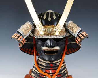 Japanese Old Vintage Samurai Wearable Kabuto Helmet With a Mask
